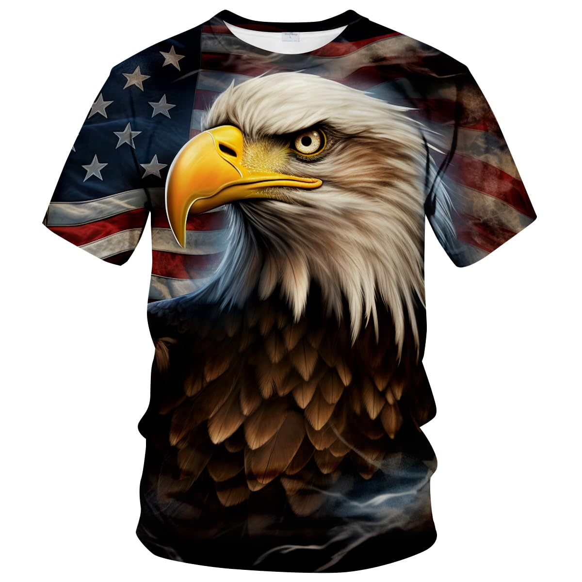 LAOLIUSN Men's American Bald Eagle Printed T-Shirt Animal Theme Tee Shirt