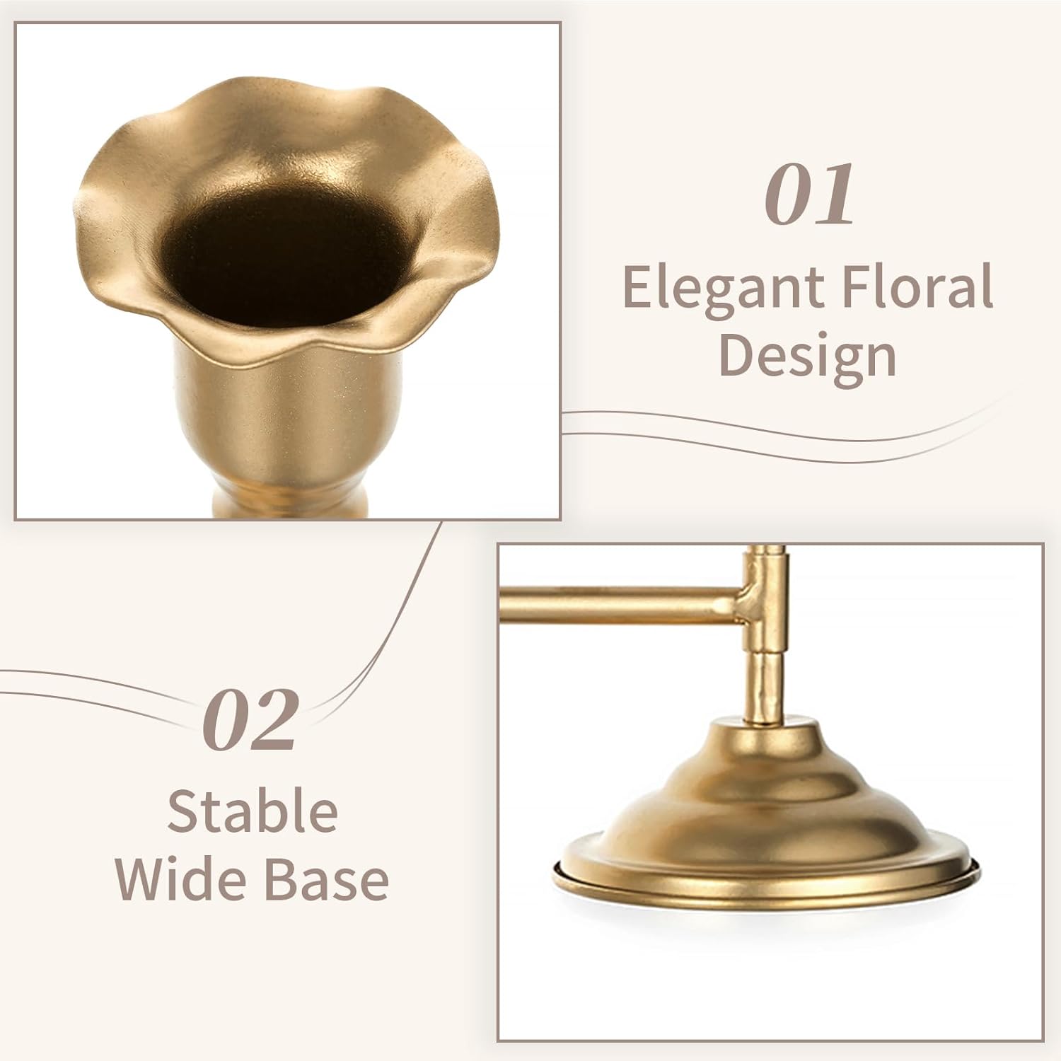 Sziqiqi Candle Holder Gold Candelabra: 32 inches Long Candelabra Centerpieces - Vintage Taper Candlestick Holder 10-arms for Dining Table Fireplace Mantel Decor