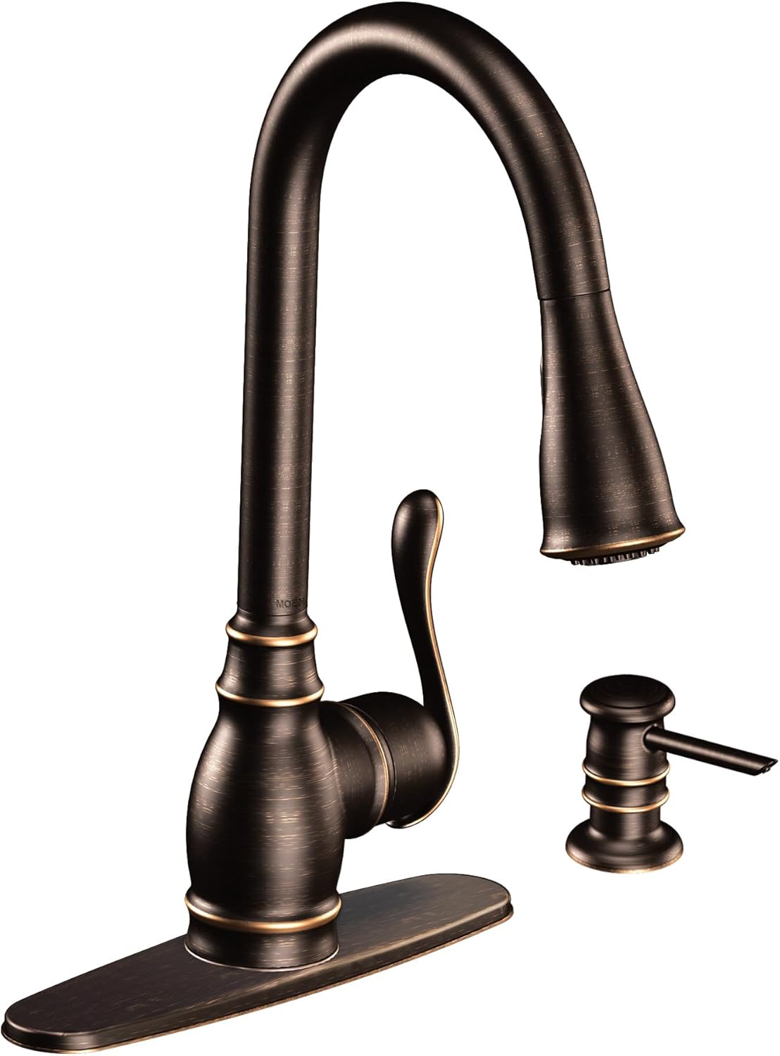 Moen CA87003BRB Single Handle Kitchen Faucet with Pullout Spray from the Anabelle Collection, Mediterranean Bronze