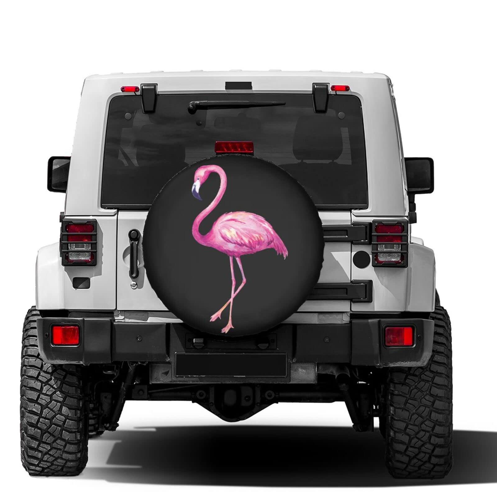 Watercolor Flamingo Spare Tire Cover Dust-Proof Wheel Tire Cover Fit Trailer, RV, SUV and Many Vehicle 17 Inch