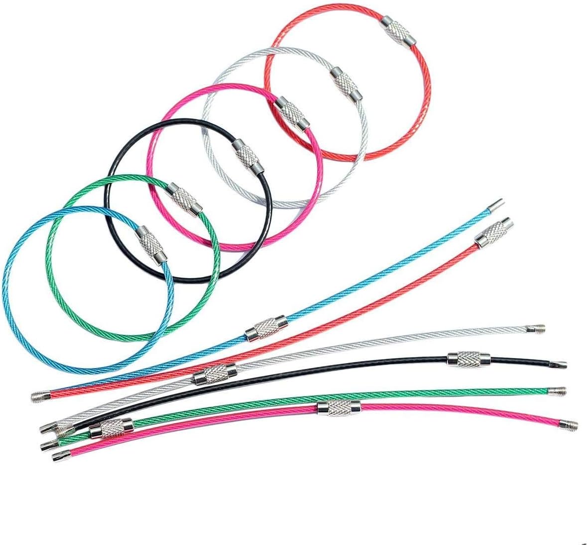 bayite Key Rings Stainless Steel Wire Keychains Cable Heavy Duty Luggage Tags Loops