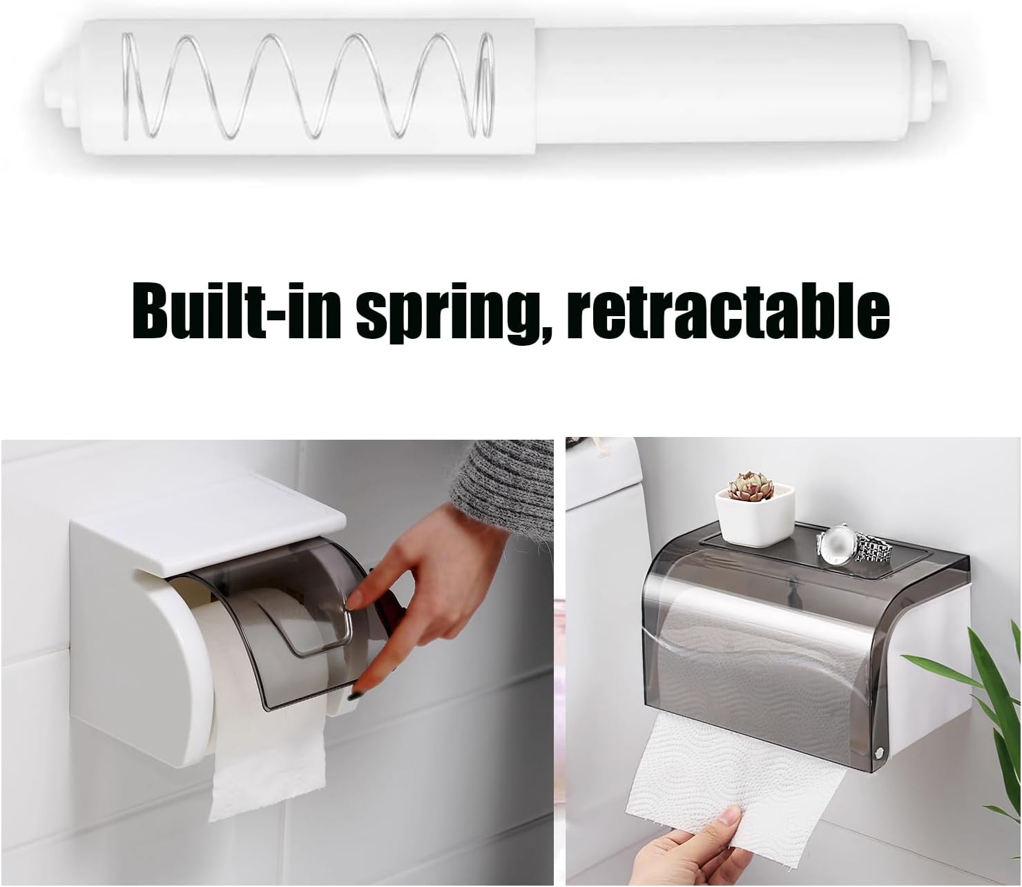 2 Pack White Plastic Toilet Tissue Roll Holder Insert Replacement image 4