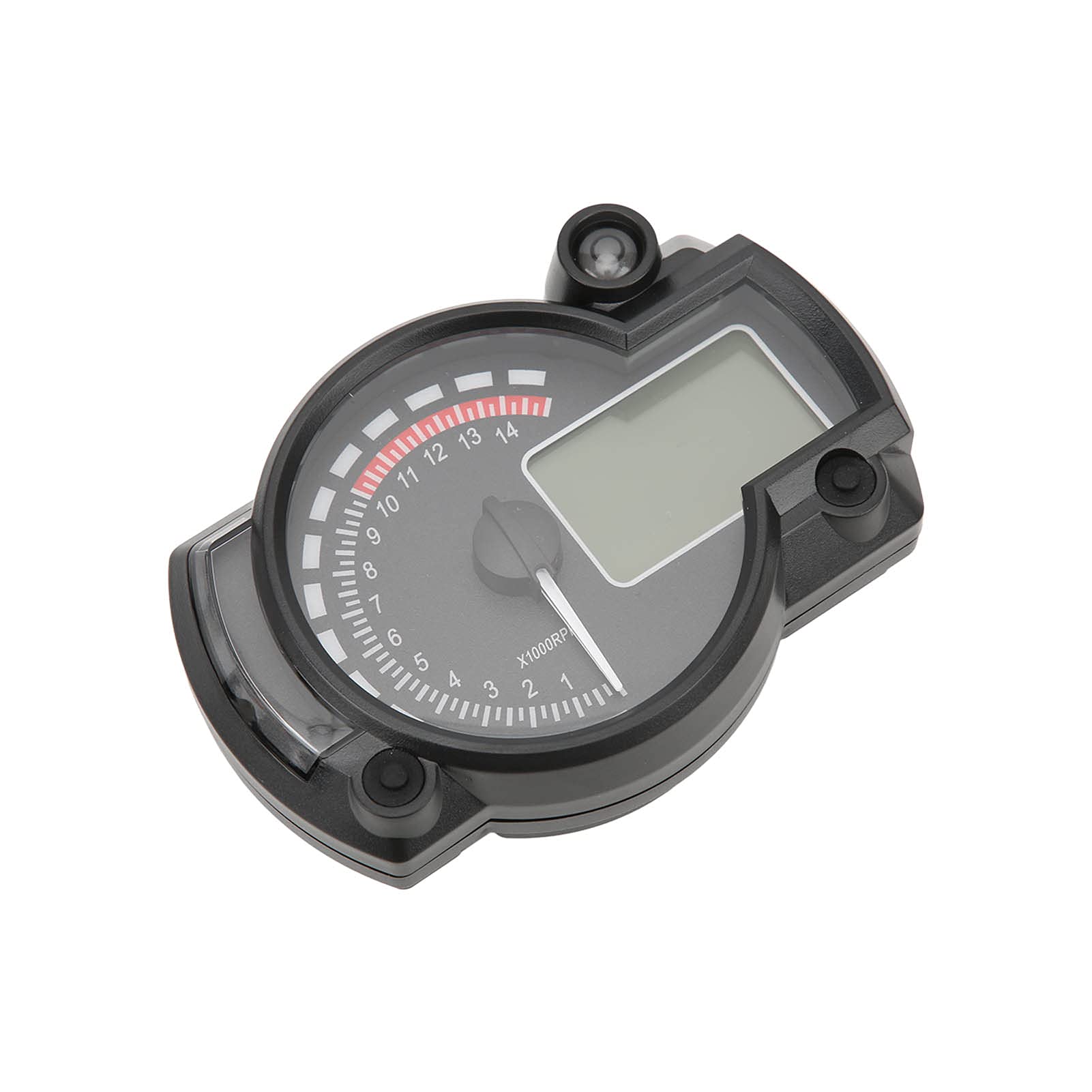 Prędkościomierz motocykla Przebieg 15000 R/min Wyświetlacz LCD - Regulowany 12 V Uniwersalny do samochodów, pojazdów kempingowych, motocykli - Konstrukcja ABS typu Plug and Play