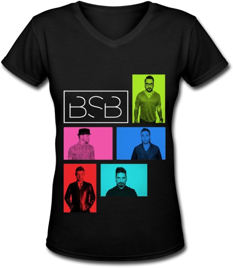 Hot V Neck T Shirt for Women Hot Backstreet Boys Larger Than Life Tour 2016 Black