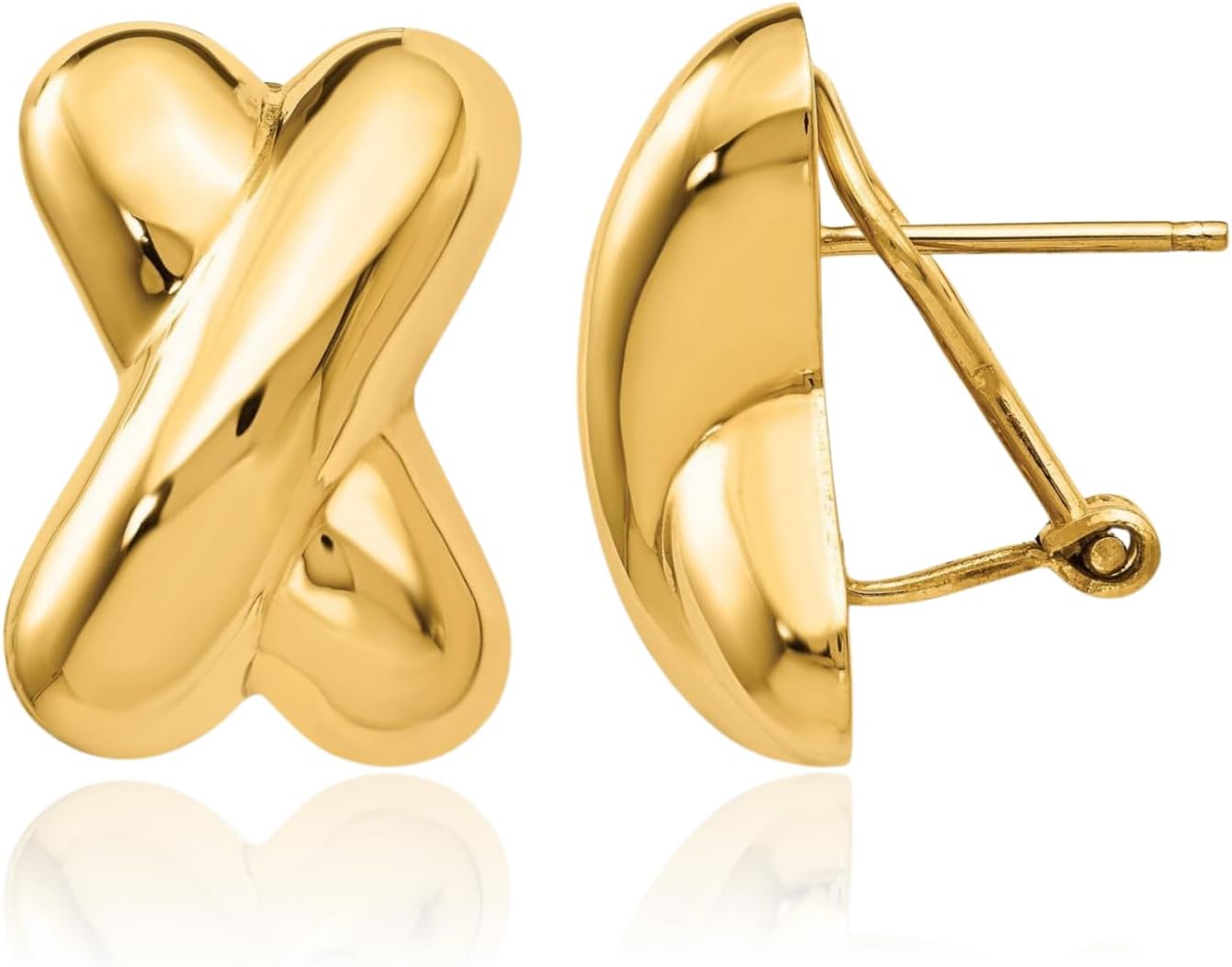 IceCarats 14K Yellow Gold Extra Large X shaped Crisscross Stud Earrings 19mm 3/4 inch Lightweight, Omega Back, Geometric For Her