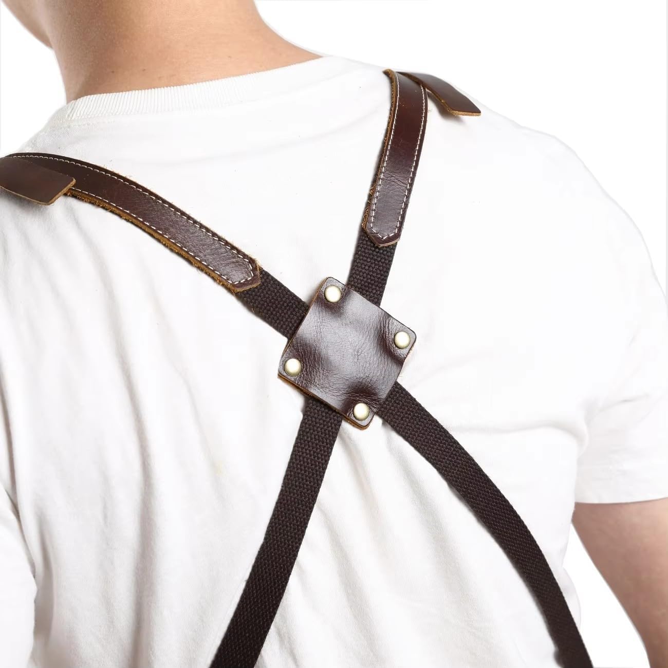 One Size Fits Utility Apron Adjustable Cross-Back Straps Multi-Use Portable Waxed Canvas Aprons With 5 Tool Pockets