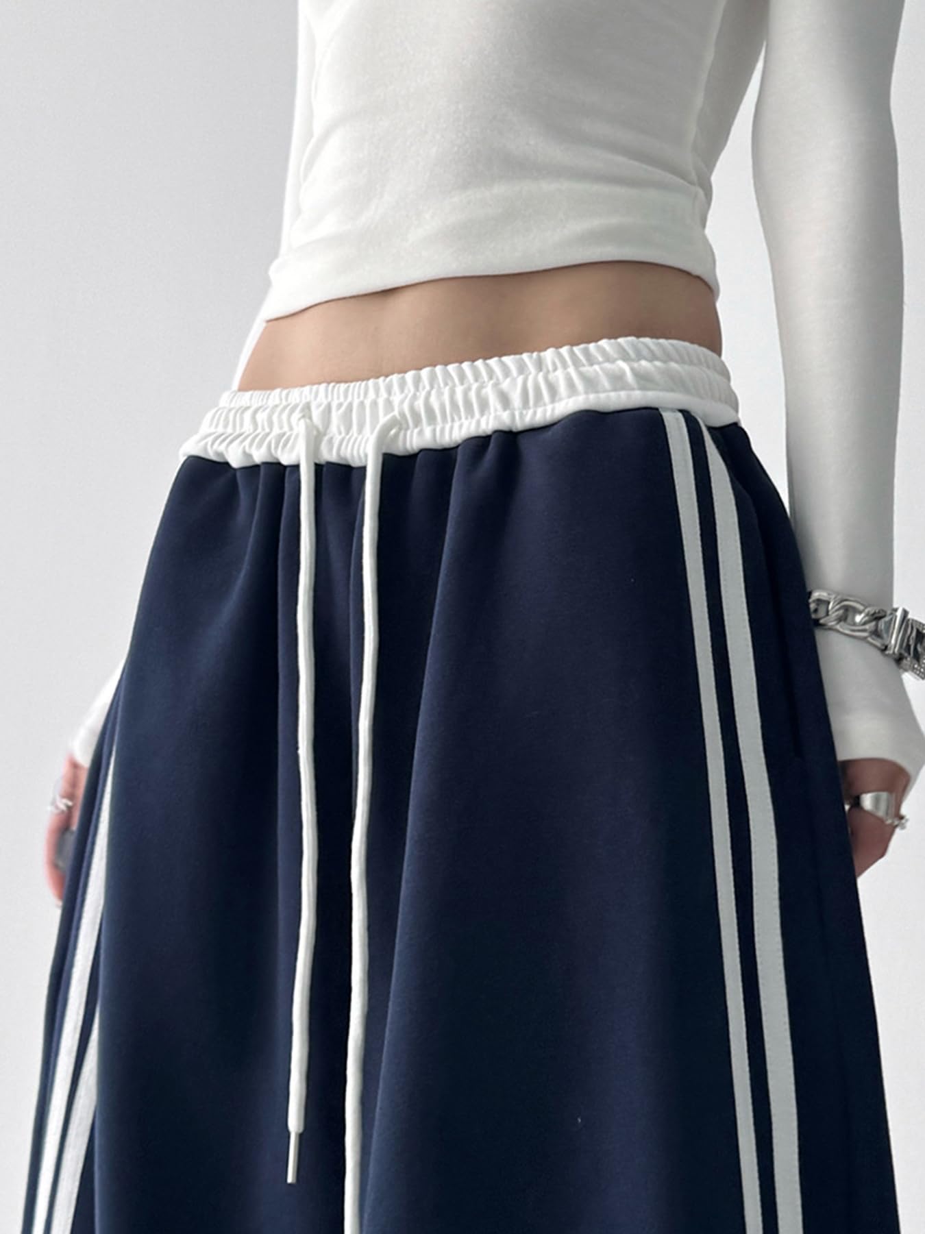 Pantaloni da jogging da donna, Y2K, per adolescenti, sportivi, vintage, a gamba larga, per il tempo libero, con tasche