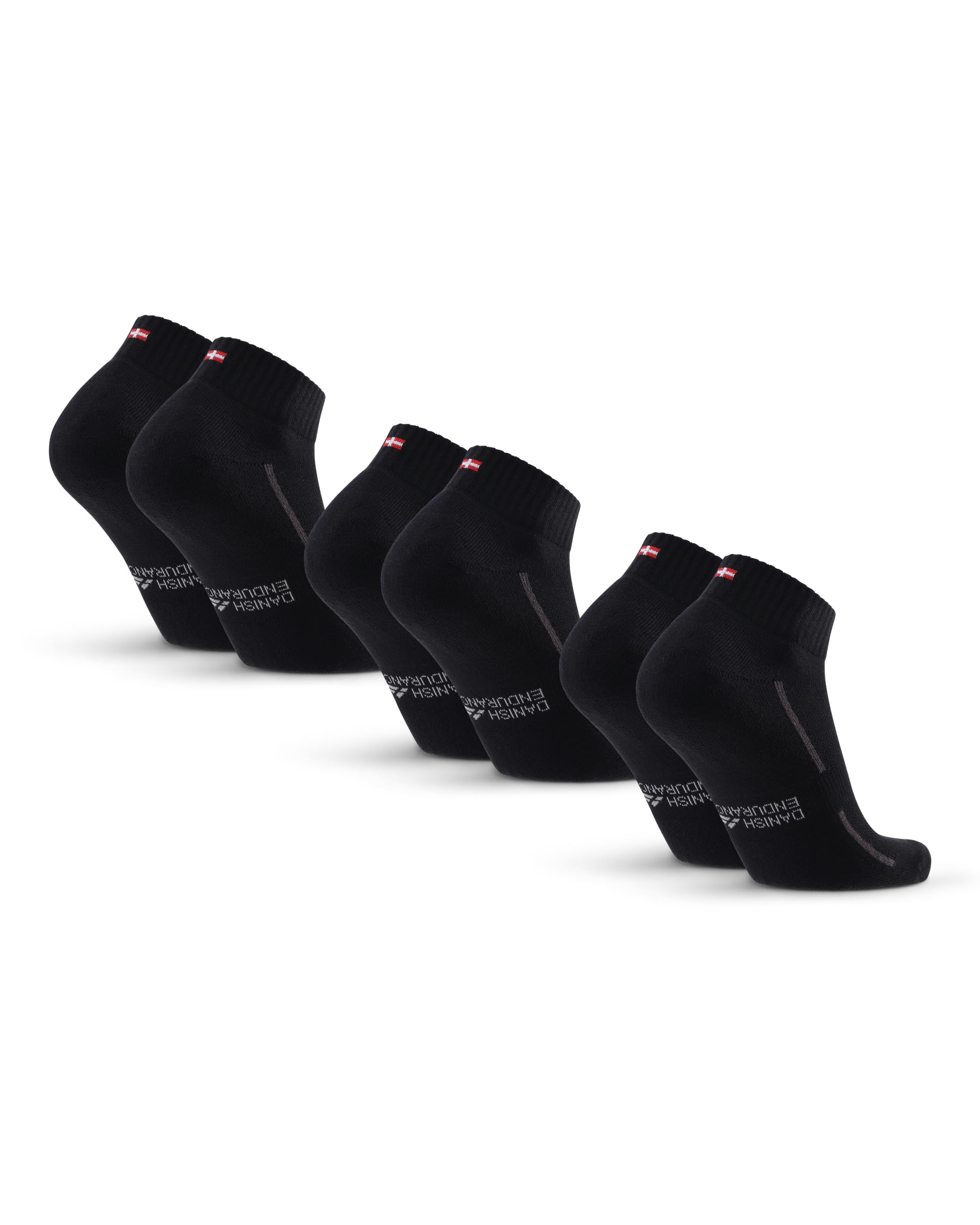 DANISH ENDURANCE Kurze Sportsocken aus Bio-Baumwolle, Sneaker Socken für Alltag und Fitnessstudio, Anti-Blasen, Gepolstert & Atmungsaktiv, Unisex, Herren & Damen, (3│6 Pack)