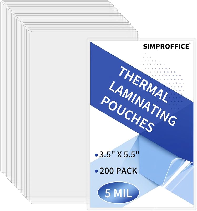 200 Pack 5 Mil Thermal Laminating Pouches, 3.5 x 5.5 Inches | Clear Laminating Sheets for Laminator, Index Card Size, Small Laminating Sheets for Photos, Cards, Flash Cards