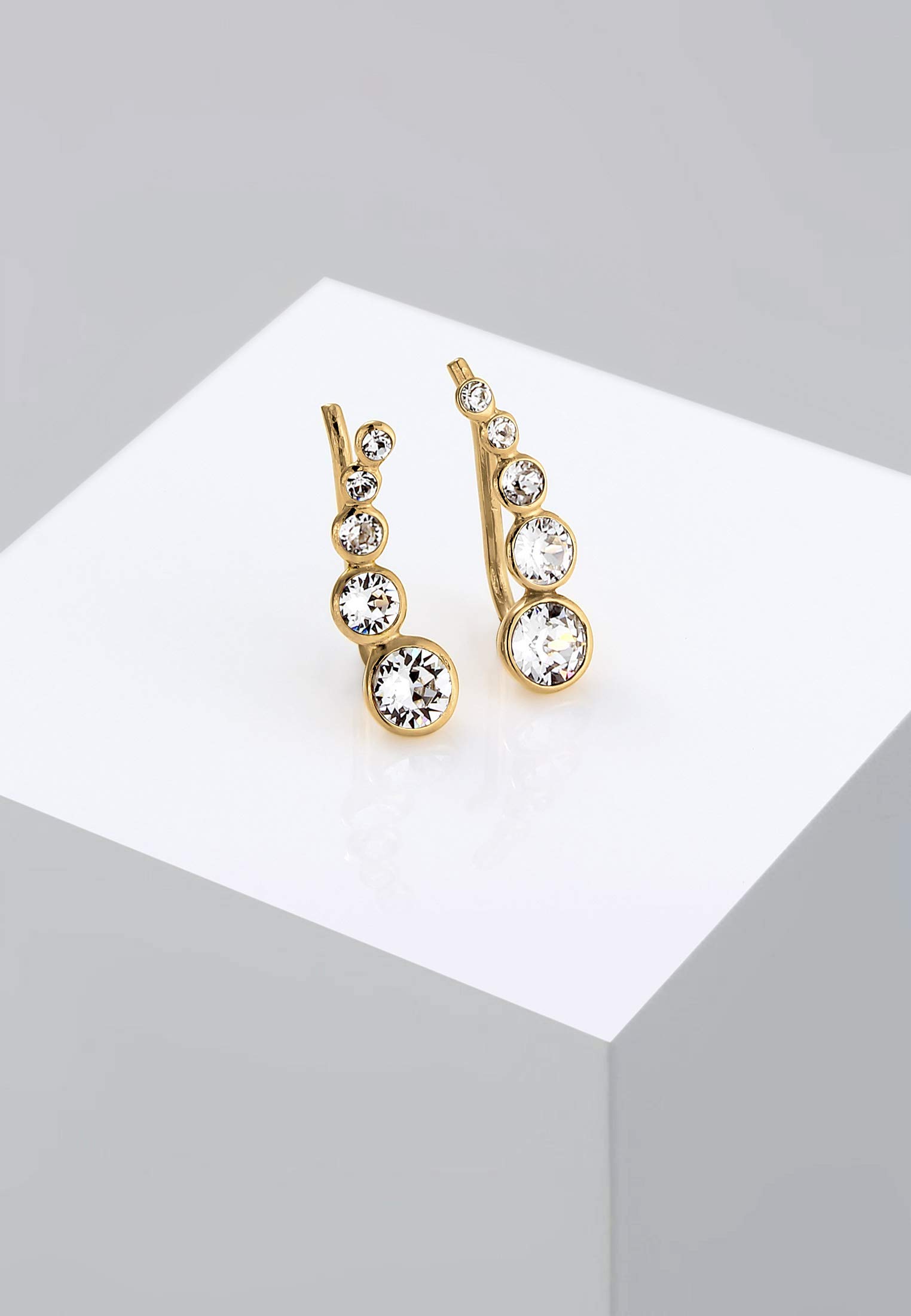 Elli Damen Ohrringe Earcuff Geo Kristalle Rosé vergoldet