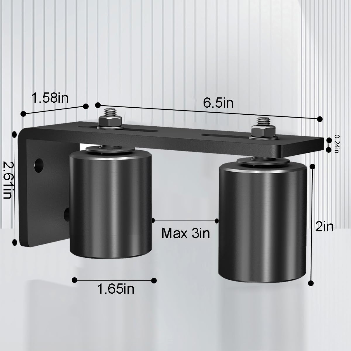 JUGREAT Gate Roller Guide,2"Slide Gate Guide Roller with L-Bracket,Universal Adjustable Heavy Duty Sliding Gate Rollers,Sliding Door Hardware（2 Pack)