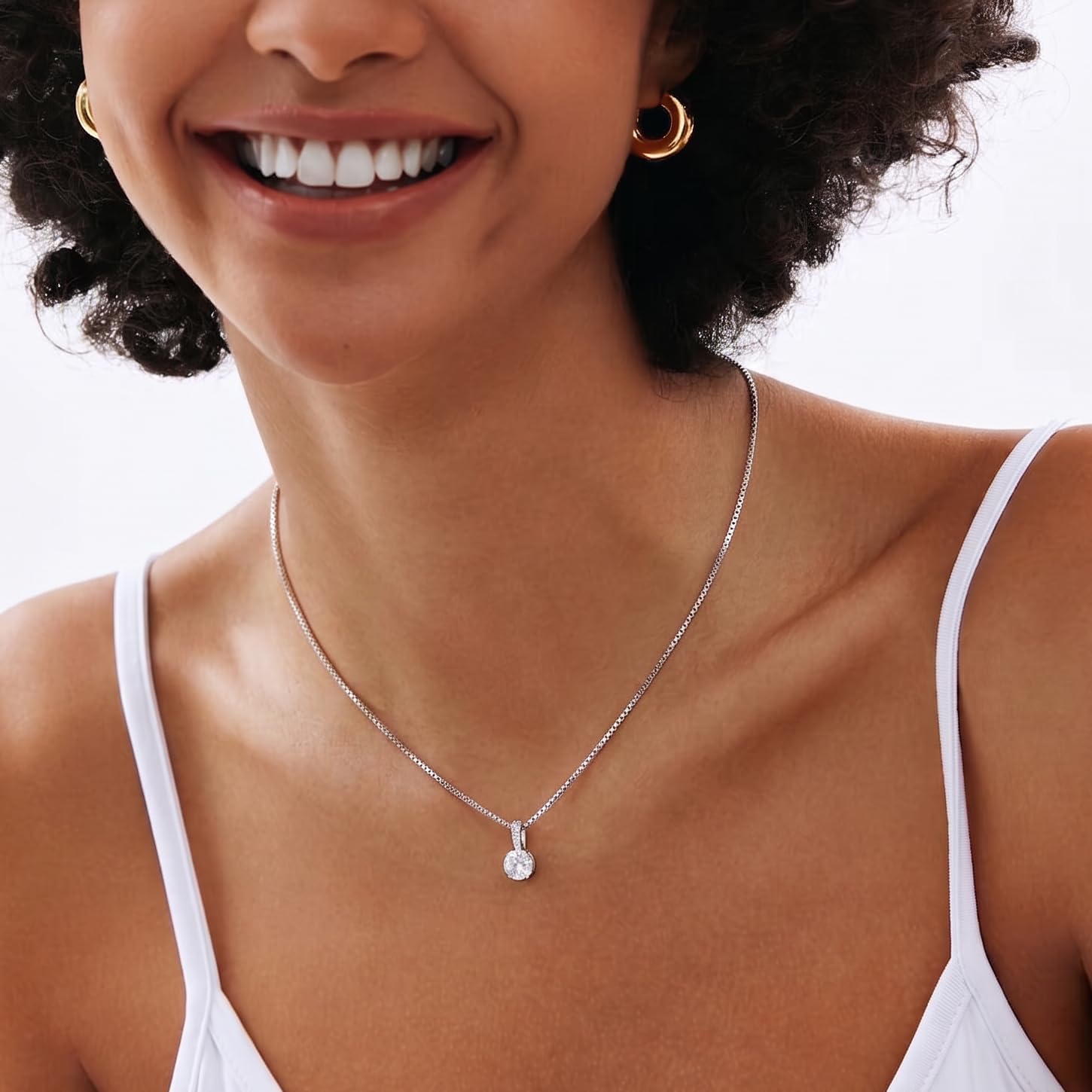 SLUYNZ 925 Sterling Silver Cubic Zirconia Choker Necklace Chain for Women Teens Sparkly CZ Pendant Necklace