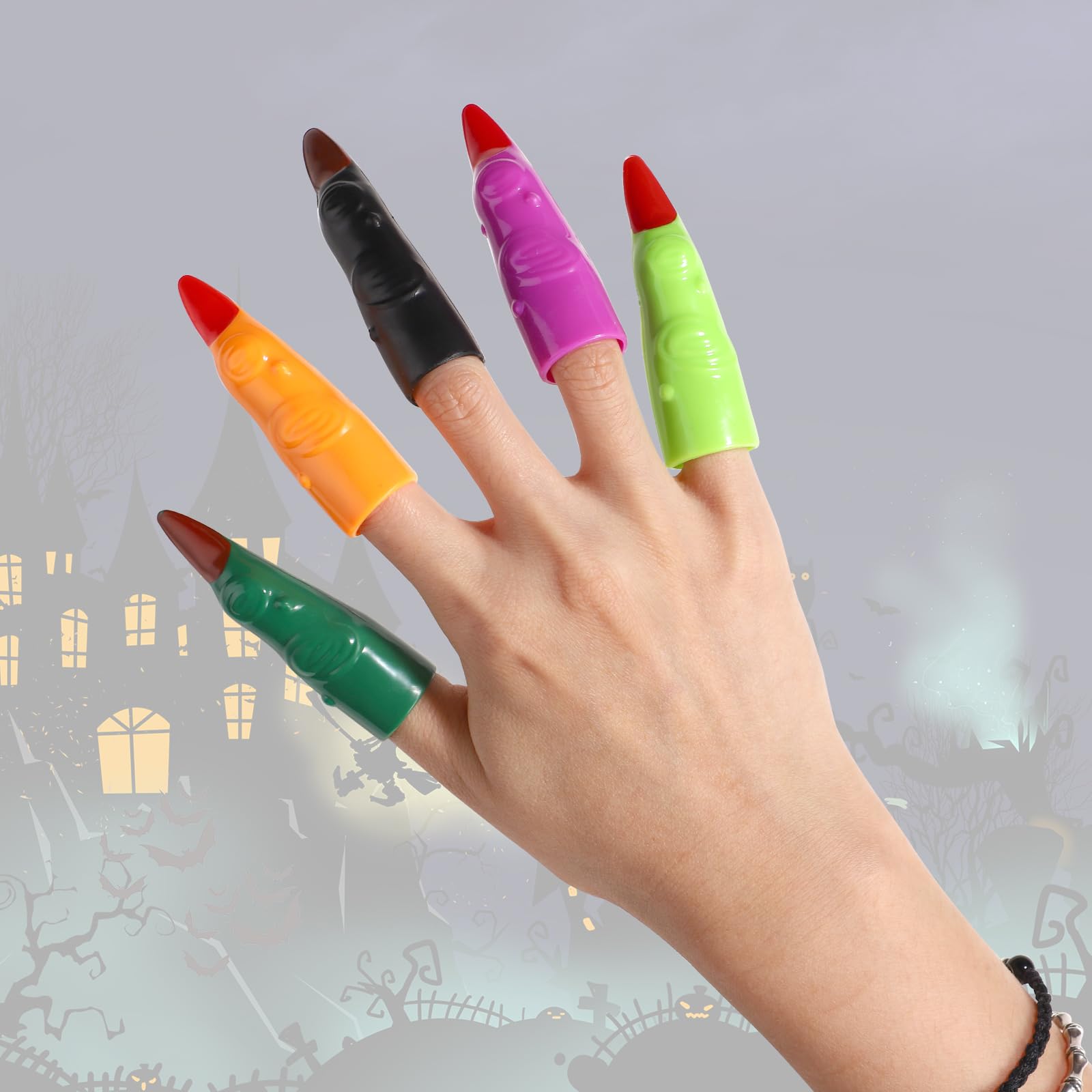 30 Doigts De Sorcière Halloween - 5 Couleurs - 6 Cm - En Plastique PE - Pour Déguisement Et Décoration