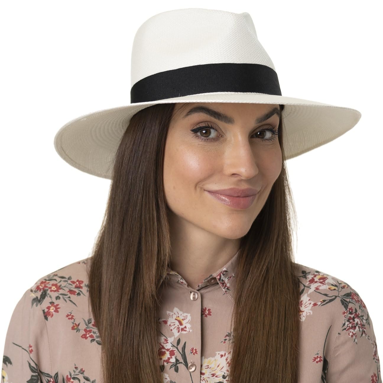 Lierys Montagon Panama Hat Women/Men White 7 3/8-7 1/2
