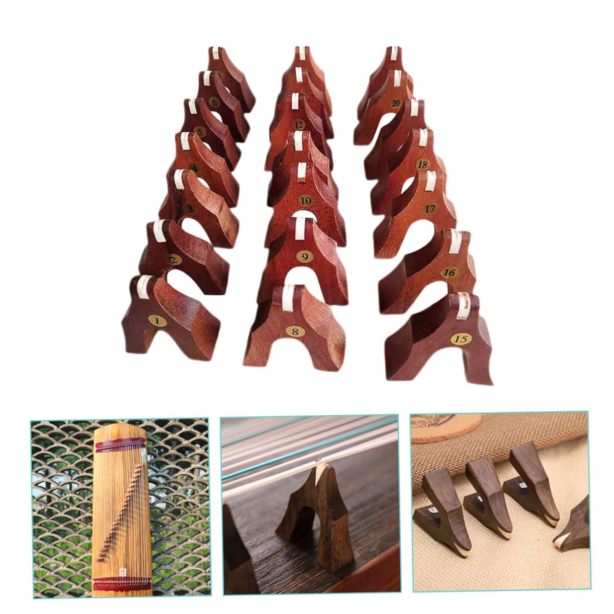 21 Pezzi Ponti Guzheng in Legno di Palissandro Resistenti, Pilastri di Supporto Pratici e Leggeri per Strumenti Musicali, Accessori di Ricambio per Migliorare Timbro