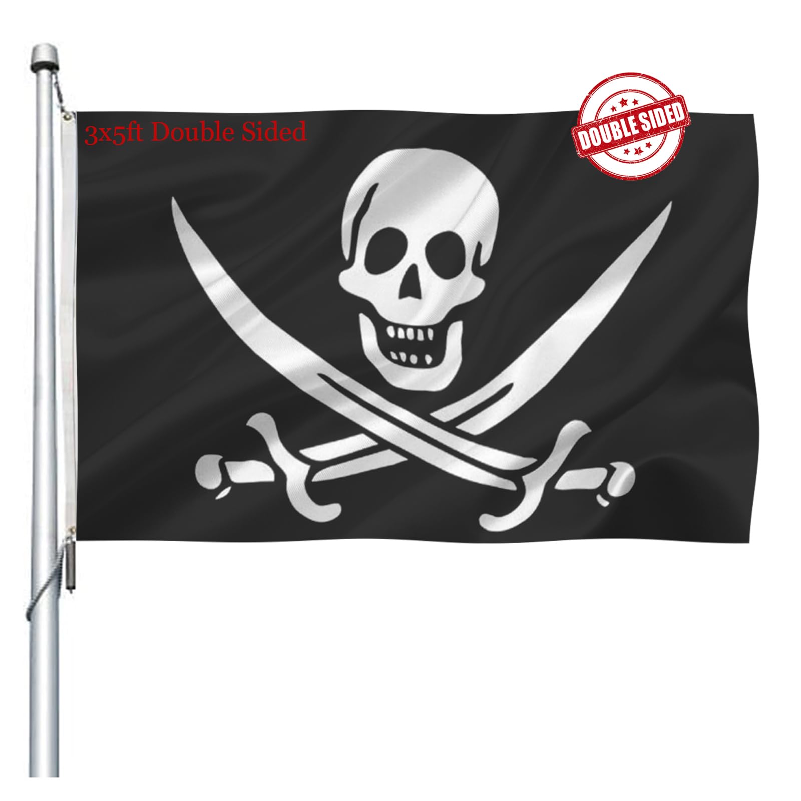 Amazon.com : Pirate Jolly Roger Flag 3x5 Outdoor Double Sided