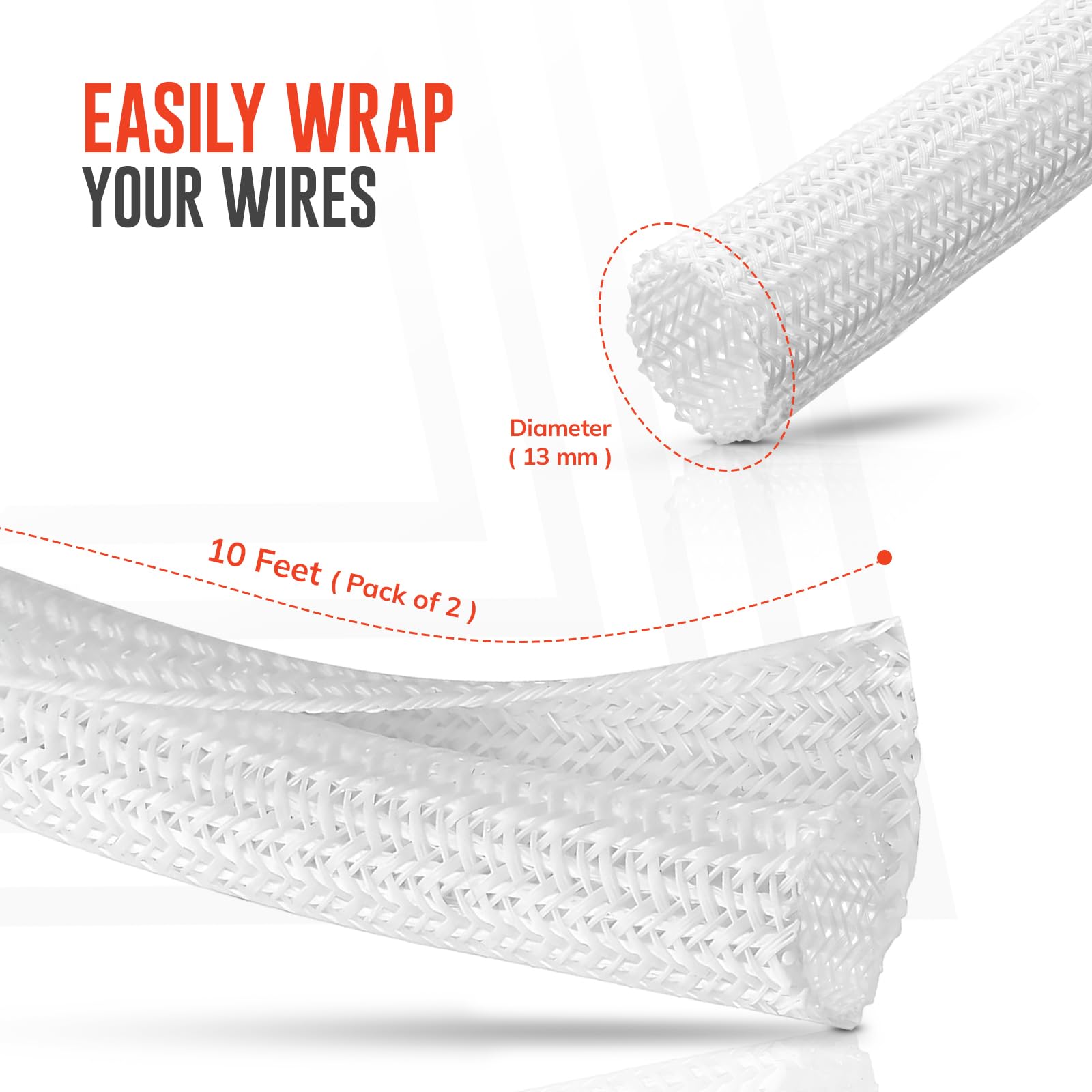 ZAVIA Cable Tidy Sleeve, White, Pack of 2 - Image 2