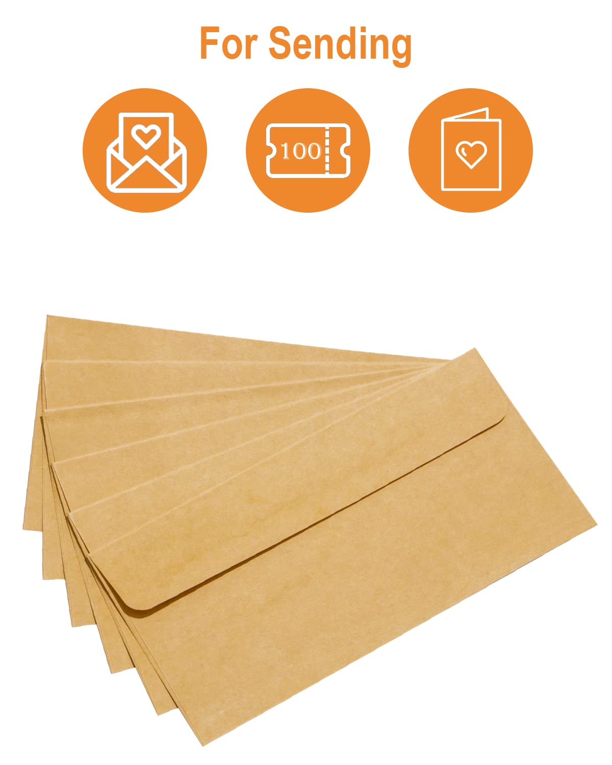 Koperty z papieru typu kraft, koperty (100 sztuk) z papieru typu kraft w stylu vintage – 80 g/m² (DIN DL – 220 x 110 mm)