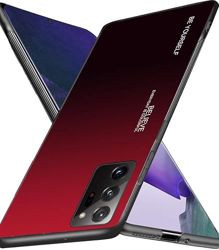 Miniatura 2 de Funda para Samsung Note 20 Ultra, con vidrio templado Qulaity trasero, cubiertas delgadas y anticaídas, rojo degradado, negro