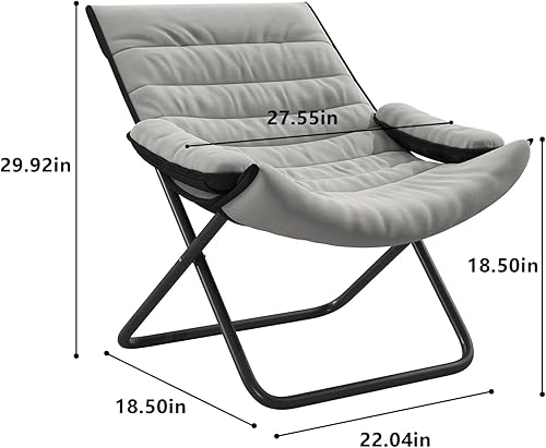Miniatura 3 de Silla plegable de descanso con reposapiés, Silla de salón ajustable de 3 posiciones con apoyabrazos, Silla reclinable portátil para dormitorio, sala