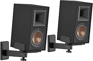 Pair of Adjustable Speaker Wall Mount for Klipsch Bookshelf Speaker Mount - Heavy Duty Side Clamping Wall Speaker Mounts for Klipsch R-40PM R50M RP-500M II RP-600M II Speaker Mount, 55 LBS Capacity