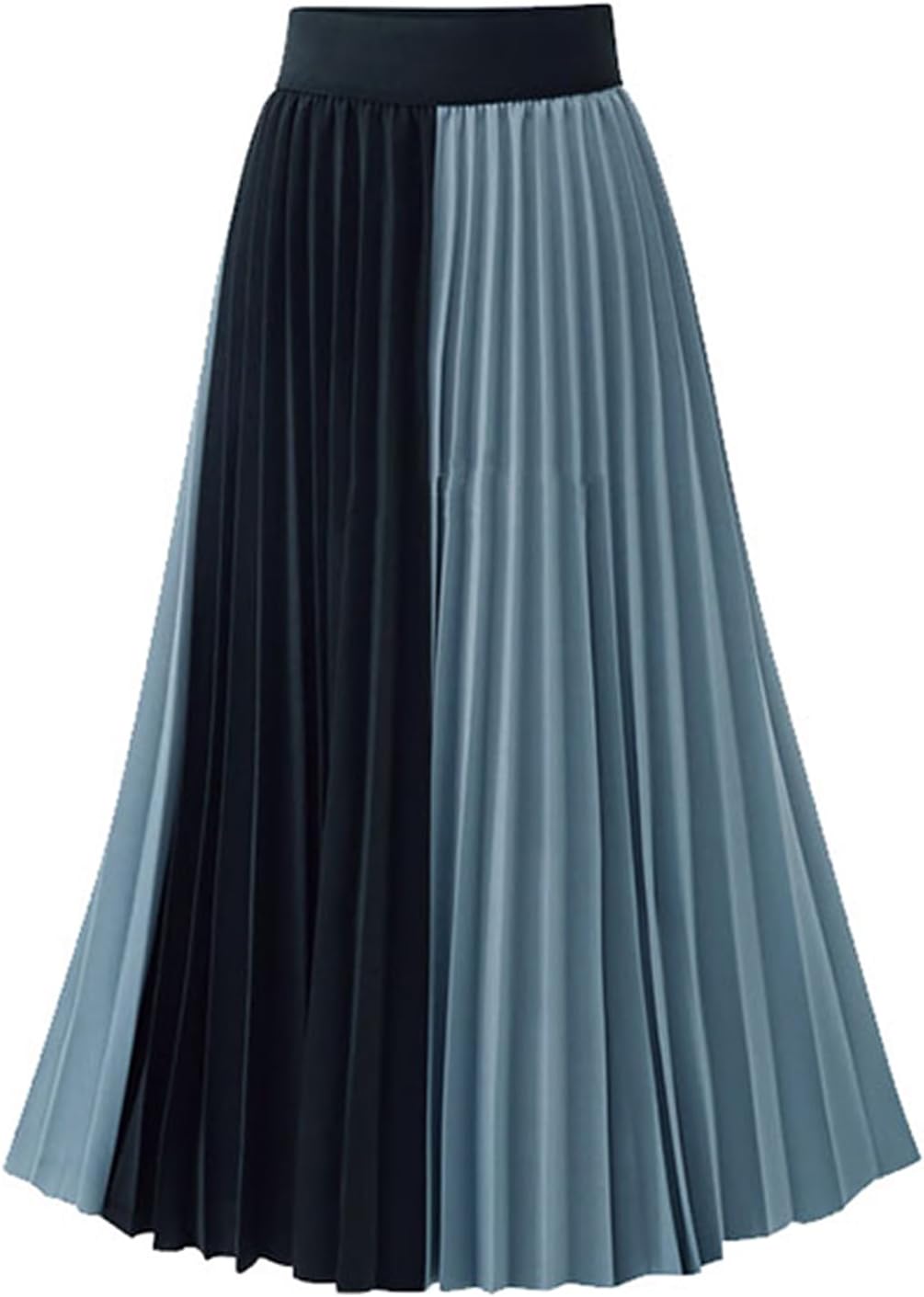 MUYIHUAYUWomen's High Waist Mixed Colors Pleated Skirt A line Swing Midi Skirt