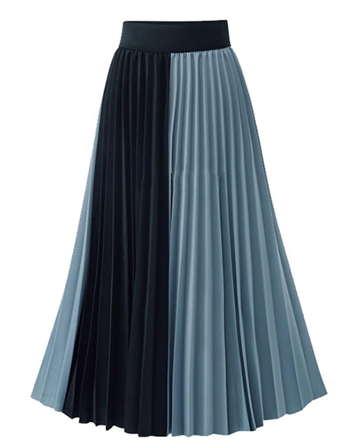 MUYIHUAYUWomen's High Waist Mixed Colors Pleated Skirt A line Swing Midi Skirt