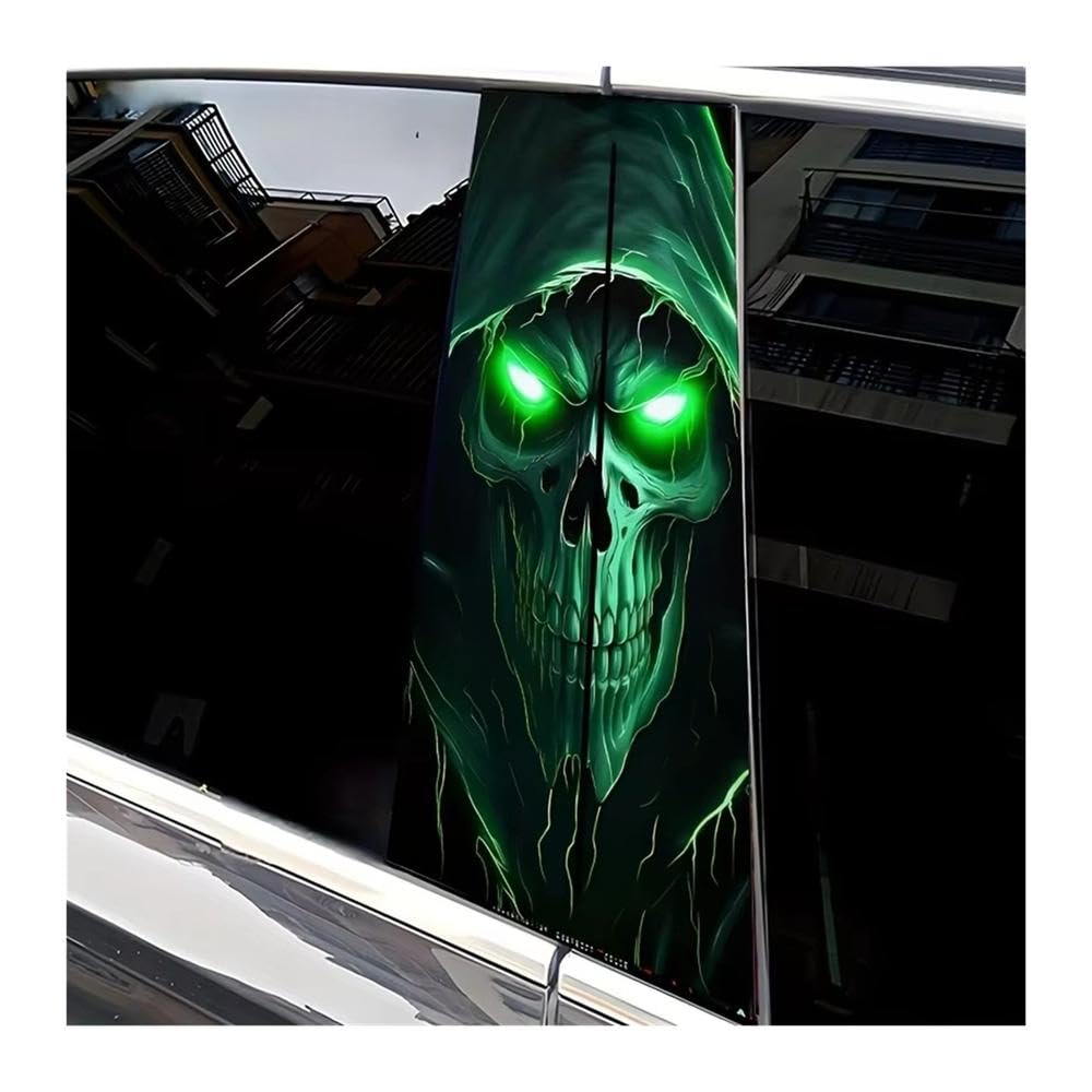 Bertdcx One Color Skull Pattern Vinyl Door Post Sticker Waterproof Scratch Resistant Self Adhesive Car B Post Auto Parts