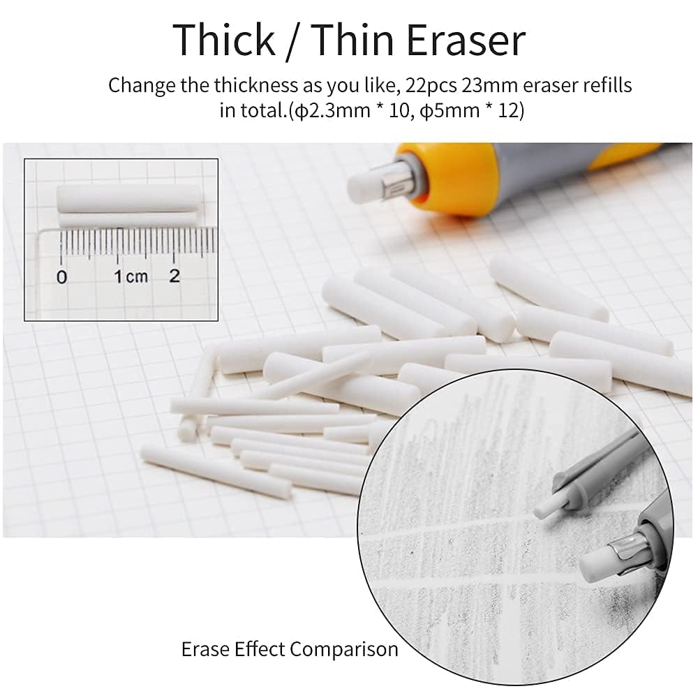 RUZARTH Electric Eraser Kit with 22 Refills (2.3mm & 5mm Sizes) | Precision Automatic Pencil Eraser for Artists, Students & Designers | Battery Operated Eraser Pen for Sketching, Drafting & Drawing 1