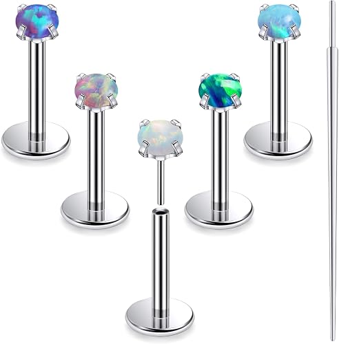 Xnsjeyy 18G Astm F136 Titanium Threadless Flat Back Earrings Nose Studs Tragus H