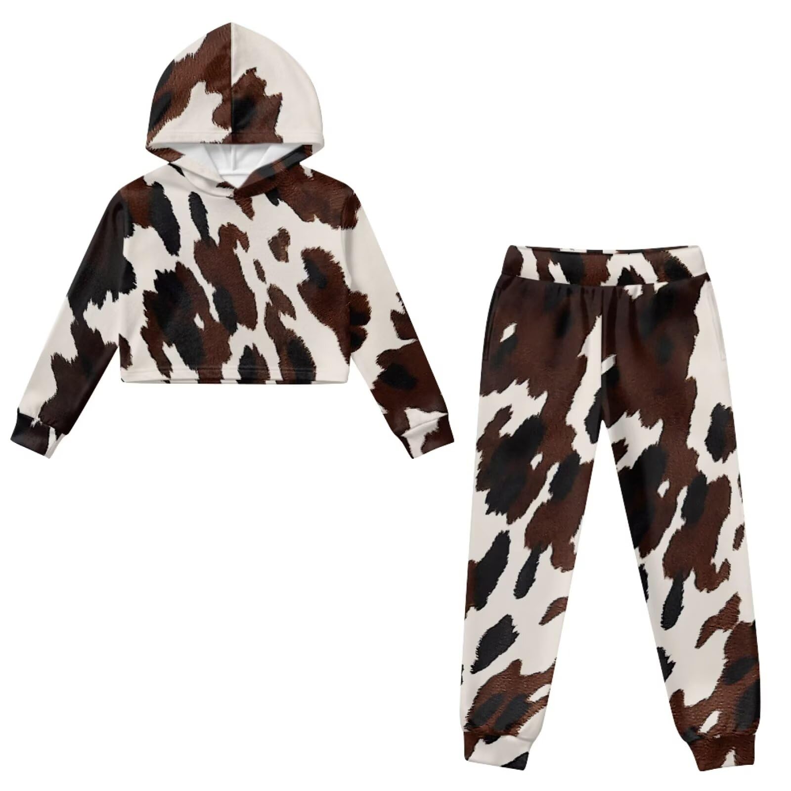 Dziewczęcy dres 2-częściowy pulower crop bluza z kapturem + spodnie dresowe dla dzieci sportowe zestawy joggersów ubrania preppy