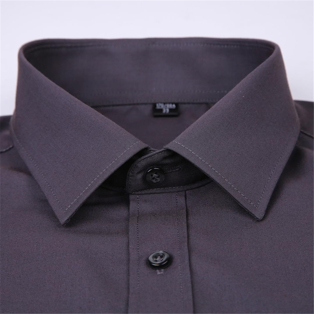 Camicia da uomo in tinta unita nera bianca da lavoro casual a maniche lunghe con risvolto camicia con bottoni