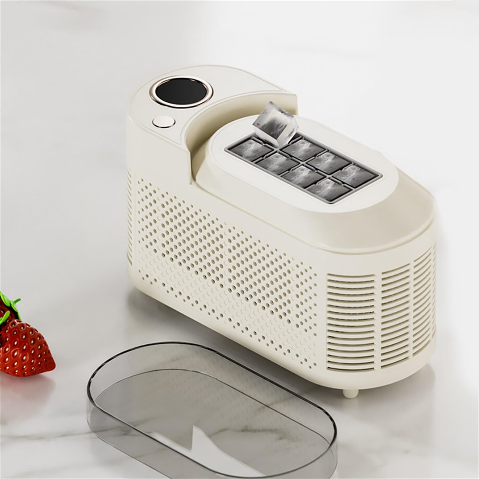 Ice Maker Machine Countertop, Portable Ice Maker Machine, Small Electric Ice Maker with Lid, Convenient Automatic Ice Box for Home Car Camping Office Bar (Purple+1pc car Adapter)