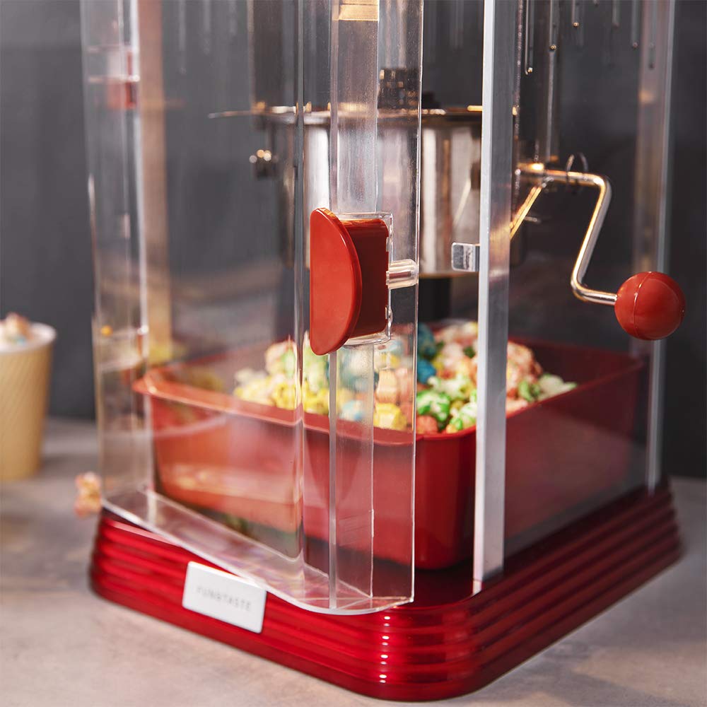 Cecotec Elektrische Popcornmaschine Fun&Taste P'corn Classic. Popcorn-Maschine, 300 W, Retro-Design, 500 ml Edelstahltopf, Herausnehmbare Schale, Innenbeleuchtung, Dosierlöffel