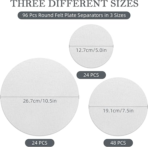 Miniatura 3 de Paquete de 96 separadores de placas de fieltro, almohadillas separadores de placas redondas de fieltro grueso, almohadillas protectoras de
