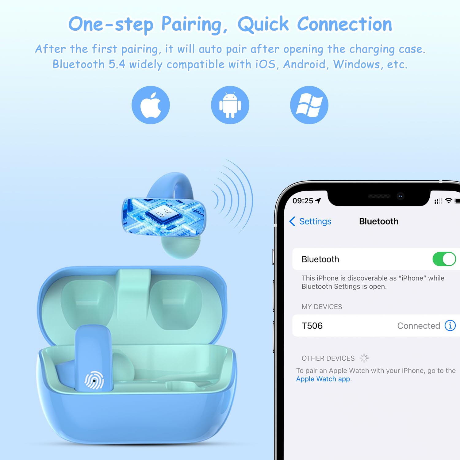 BANIGIPA Auricolari wireless per bambini, Bluetooth 5.4, auricolari aperti, per ragazzi, ragazze, adolescenti, leggeri, comodi, controllo del volume sano da 85 dB, proteggono l'udito, microfono