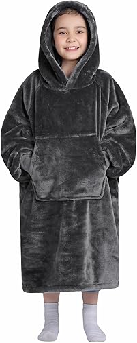 Miniatura 29 de Waitu Manta Vestible para Niños, Manta con Capucha Vestible Regalos para Adolescentes Niñas y Niños, Sudadera Manta Cálida para Adolescentes, Manta