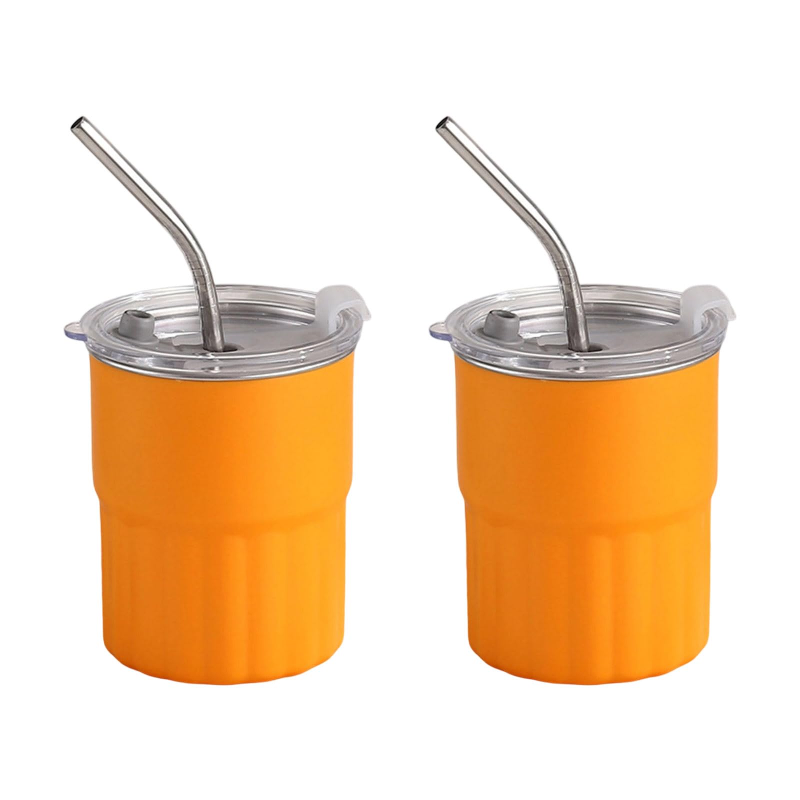 MALSSE Of 2 304 Stainless Steel Drinking Cups Coffee Mugs with Straw and Lid Stackable Drinkwares for Picnics and Hiking Travel Friendly Coffee Cups