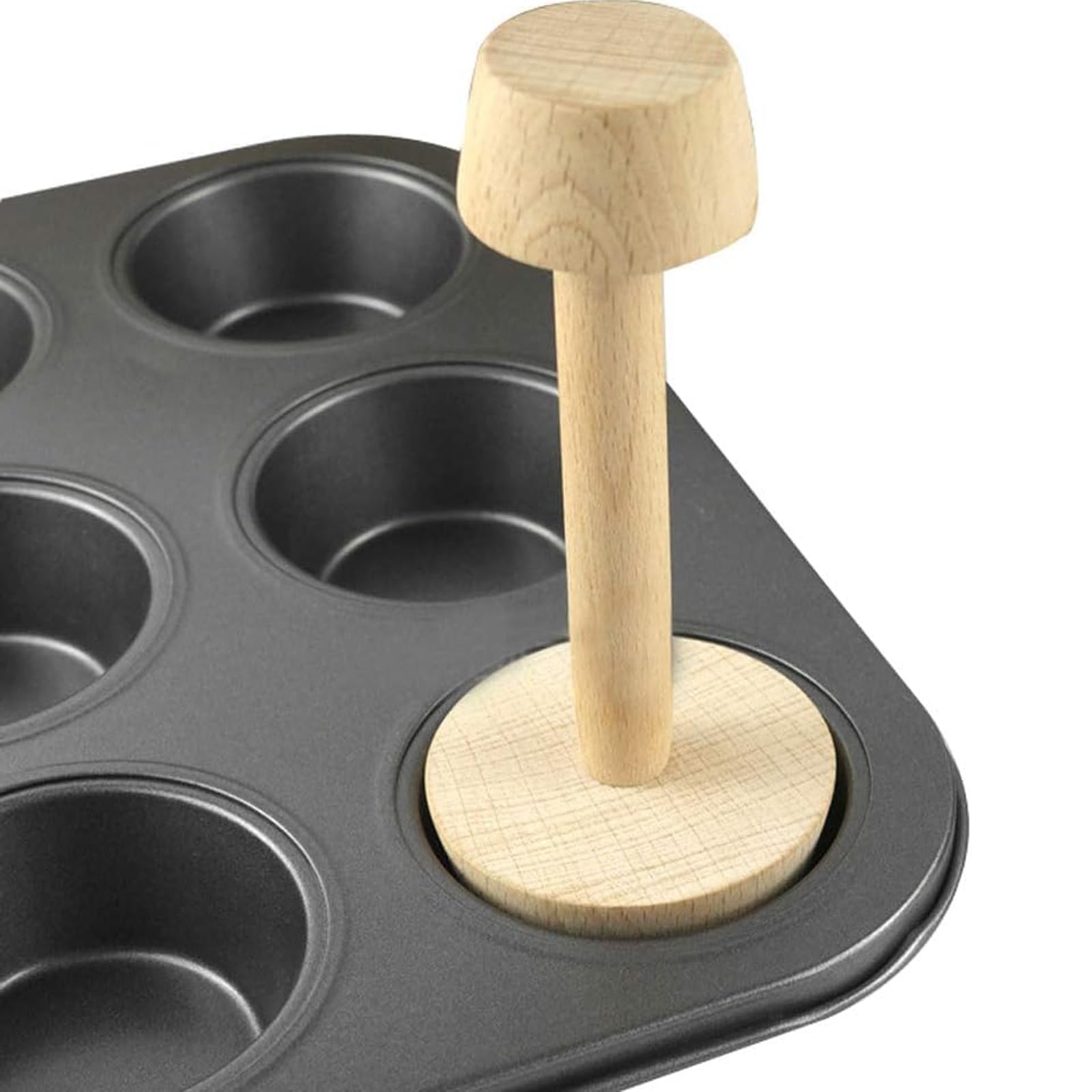 Tazweeq Double Side Wooden Egg Tart Tamper Mold - DIY Cake Pastry Pusher for Kitchen Party Bakeware, Pie, and Quiche Pans