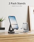Nulaxy 2 Pack Dual Foldable Phone Stand for Desk, Fully Adjustable Desktop Cell Phone Holder Accessories for Office Kindle Compatible with 4-8" Mobile Devices iPhone Pro/Max/Plus, Black & Silver