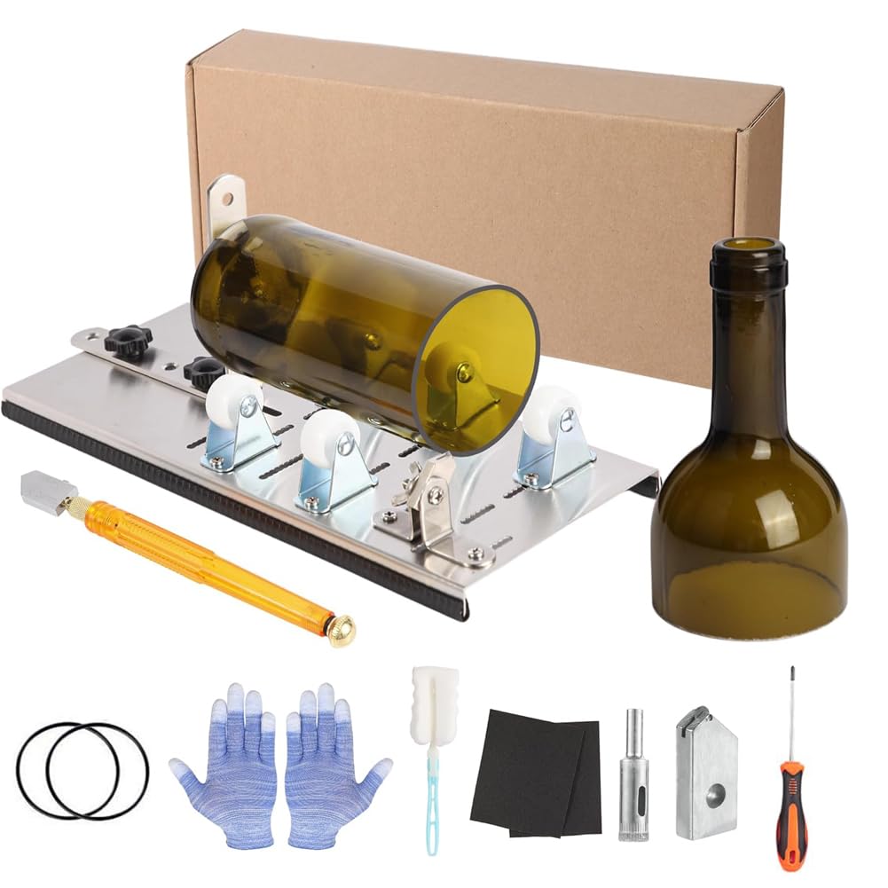 Serplex® 12Pcs Glass Bottle Cutter Tool Kit for DIY Craft, Stainless Steel Glass Cutting Device with Adjustable Design, DIY Glass Cutter for Bottles, Beer & Wine Bottle Cutter Tool for Round Bottle-image-36