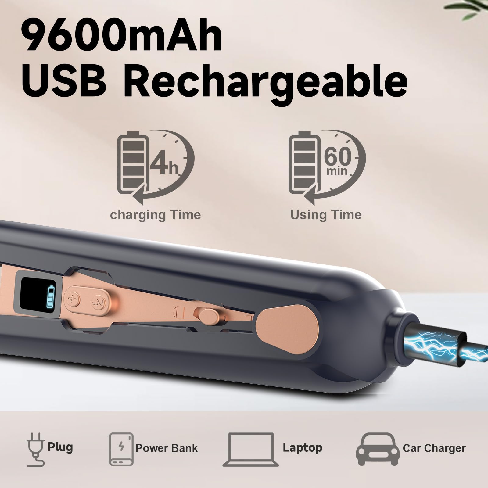 Glätteisen Kabellos mit 9600mAh Akku, Haarglätter und Lockenstab 2 in 1 | Tragbares, Reiseglätteisen, 6 Einstellbare Temperaturen, LED-Anzeige, Schnelleres Erhitzen, für Alle Haartypen