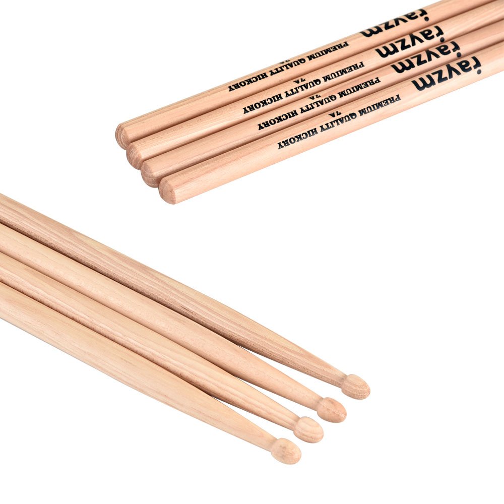 rayzm Baguettes de Batterie (Drum Sticks) 7A, Solides Baguettes Américaines en Essence de Bois Hickory/Baguettes de Batteurs, Embouts en Bois