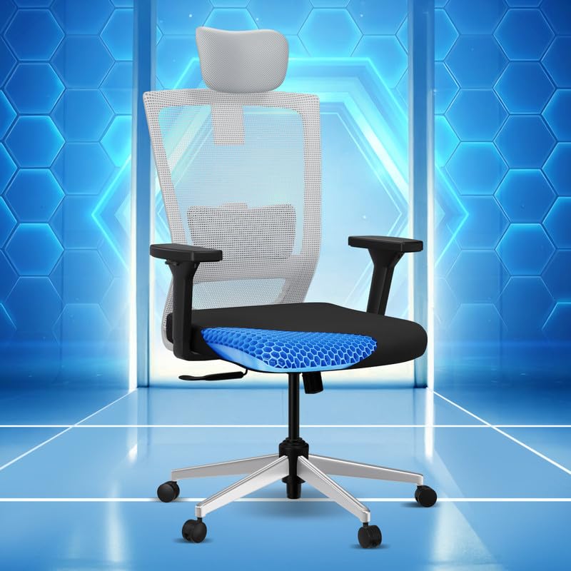 The Sleep Company Stylux Premium Ergonomic Office Chair | Patented SmartGRID Technology | SpinePro Adjustable Lumbar Support for Desk Chair | Chair for Work, Home, Study | Enduring Design | Grey