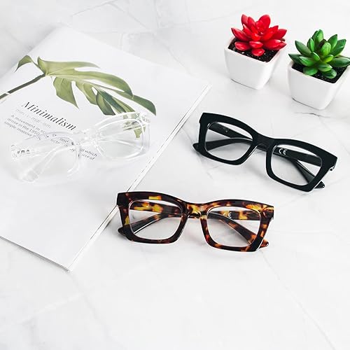 Miniatura 8 de REAVEE Oprah Style - Lentes de lectura para mujer, bloqueo de luz azul, elegantes y de gran tamaño, bisagra de resorte