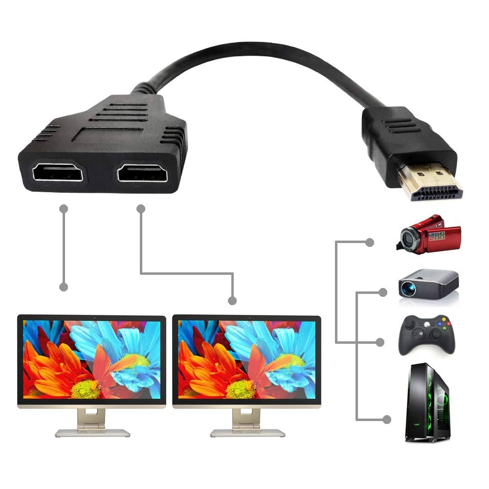Amazon.com: HDMI Cable Splitter 1 in 2 Out HDMI Adapter
