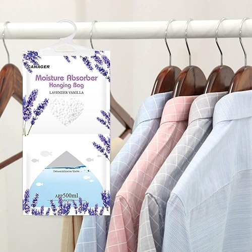 Miniatura 5 de CANAGER Absorbedor de humedad, paquete de 12, bolsa de humedad colgante de vainilla lavanda, deshumidificadores y desodorantes para el hogar, el