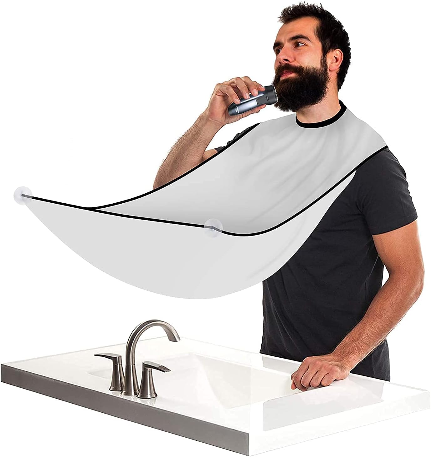 ASSOCIATES WP Craft Beard Apron- Cape Beard Trimming Bib for Men Shaving & Hair Catcher，The Waterproof Non-Stick Beard Catcher is a Great Gift for Men's Home Beauty（White）, White, Standard
