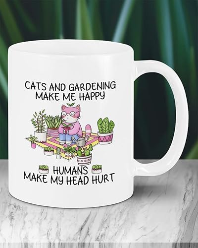 Miniatura 2 de Taza de café para jardinero, mamá, papá, de hija, hijo, amigos, regalos de jardinería, gatos divertidos, seres humanos que hacen que mi cabeza se