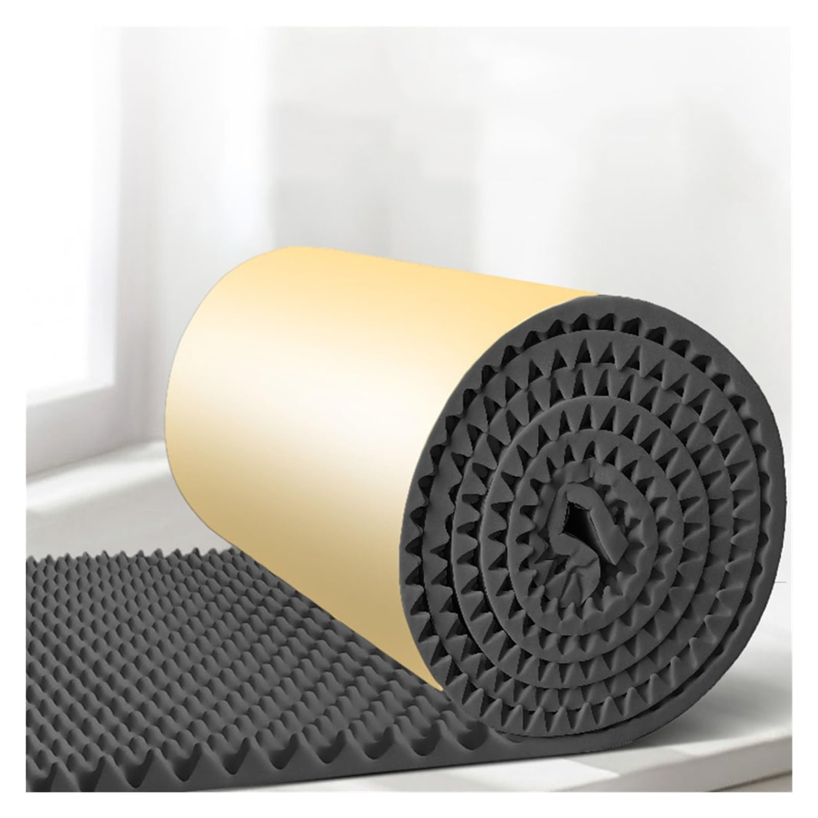 Mousse d'insonorisation d'isolation phonique de 5 m/rouleau, tapis acoustique de studio auto-adhésif de 5 cm d'épaisseur, coton d'isolation phonique antibruit ignifuge(Black,10m)